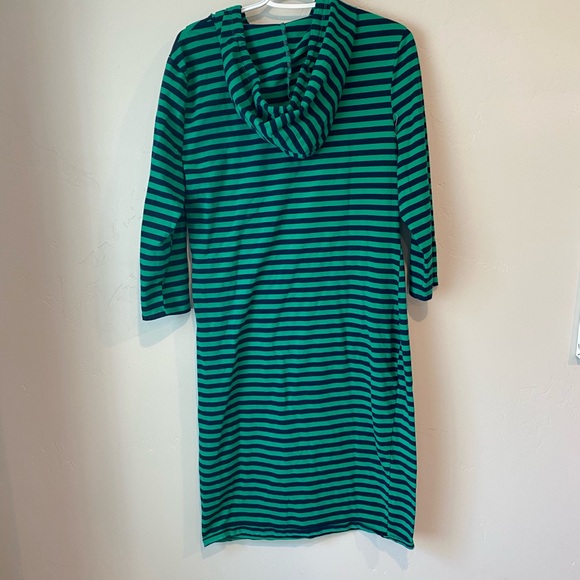 Missky Green and Navy Striped Hoodie T-shirt Dress Front Pocket Size 2XL - Picture 3 of 4